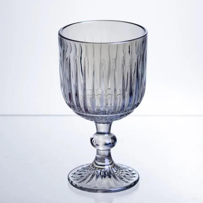 Набір келихів для вина 6 штук по 300 мл ребристих із товстого скла синій HP-19-237 (HP-19-237) - зображення 3