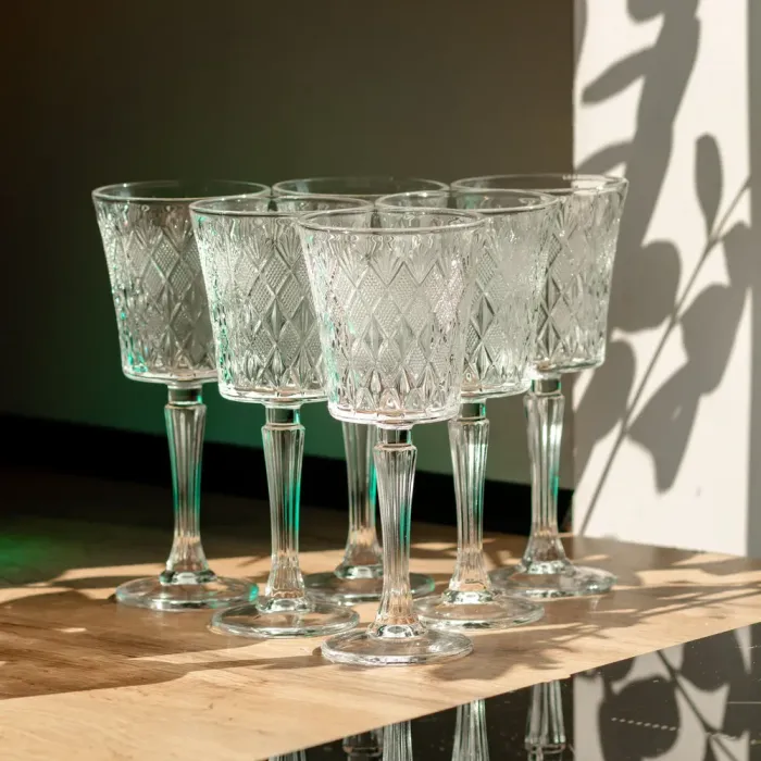 Набір келихів для вина на високій ніжці 6 шт 295 мл скляні HP-19-127 (HP-19-127) - изображение 2