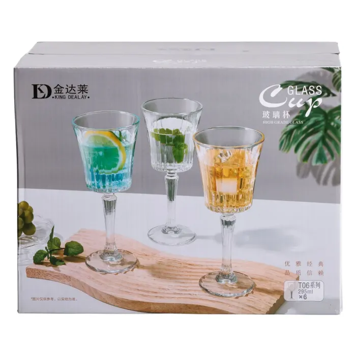 Набір келихів для вина на високій ніжці 6 шт 295 мл скляні HP-19-127 (HP-19-127) - изображение 5