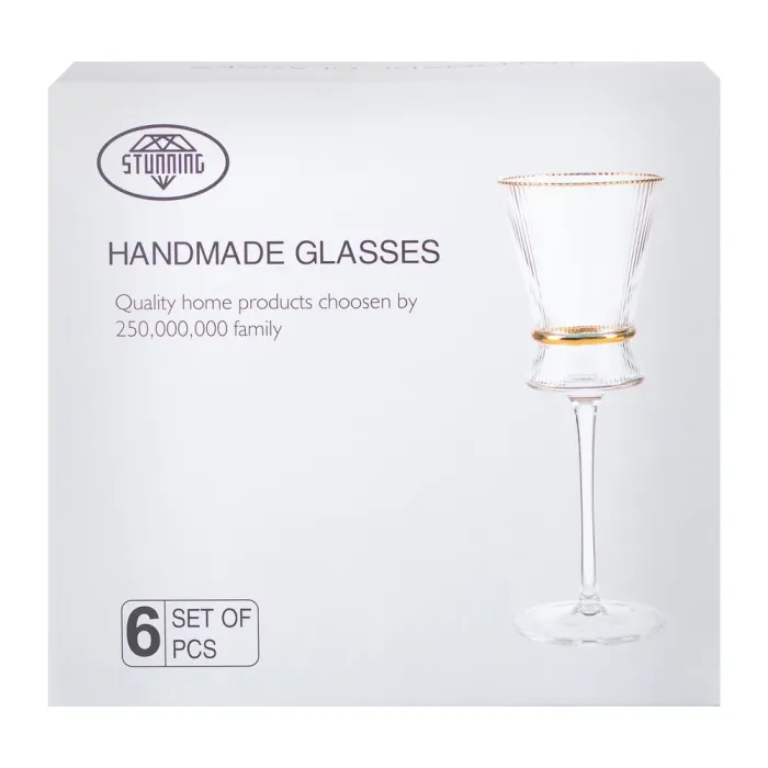 Набор из 6 бокалов с высокими тонкими ножками, 300 мл, для винного сока, для разведения воды, для фужеров (HP-16-7) - изображение 4