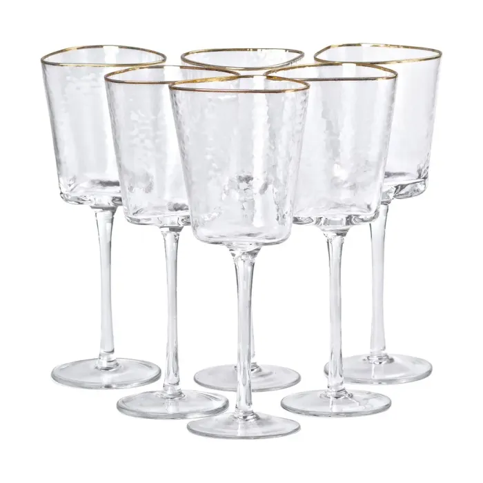 Набір з 6 келихів (висока тонка ніжка), 350 мл, для винного соку, для води, для фужерів (HP-16-22) - зображення 1