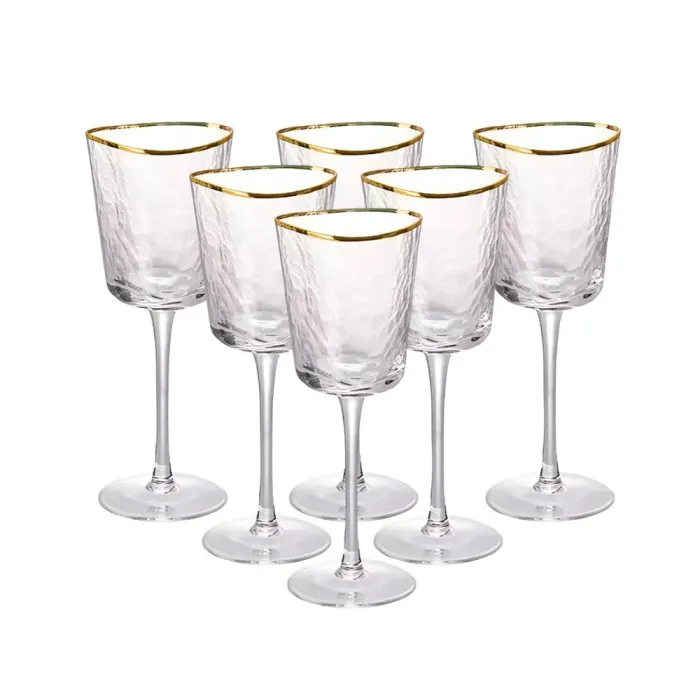 Набір з 6 келихів (висока тонка ніжка), 350 мл, для винного соку, для води, для фужерів (HP-16-22) - зображення 3