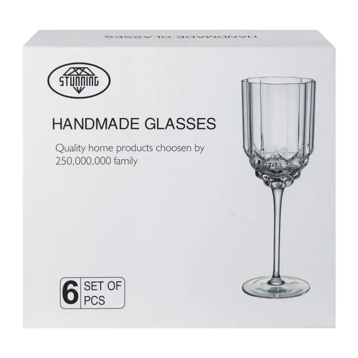 Набір з 6 високих келихів з тонкою ніжкою, 450 мл, для вина, соку та води, фужери для алкоголю (HP-16-13) - зображення 4