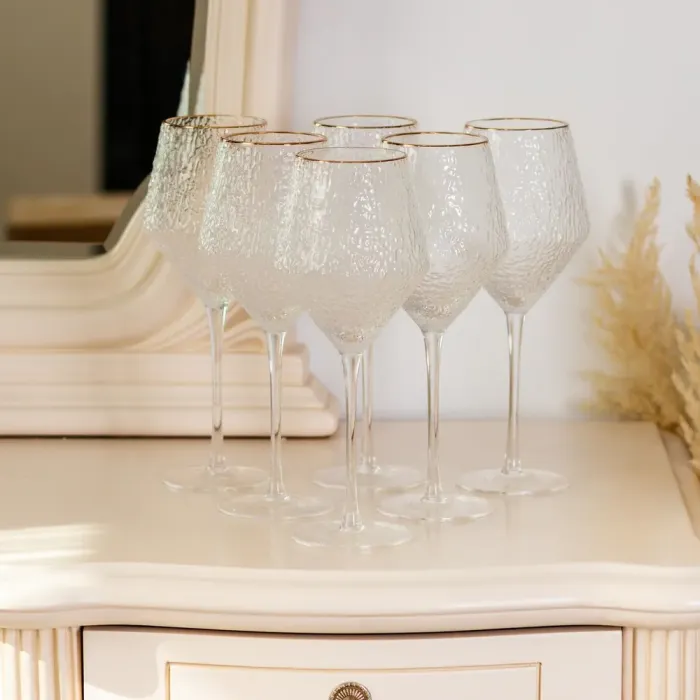 Набор бокалов, 600 мл с тонкой ножкой, комплект из 6, для вина, сока и воды, фужеры для алкоголя (HP-16-1) - изображение 4