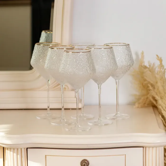 Набор бокалов, 600 мл с тонкой ножкой, комплект из 6, для вина, сока и воды, фужеры для алкоголя (HP-16-3) - изображение 4