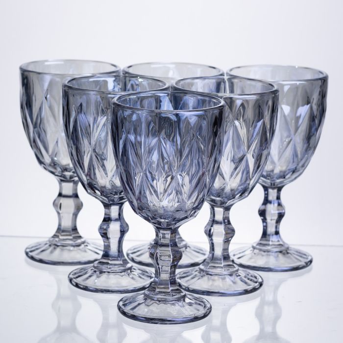 Набір келихів столових Diamond Blue 6 штук по 300 мл HP-19-275 прозорий келих для шампанського коктейлів (HP-19-275) - изображение 2