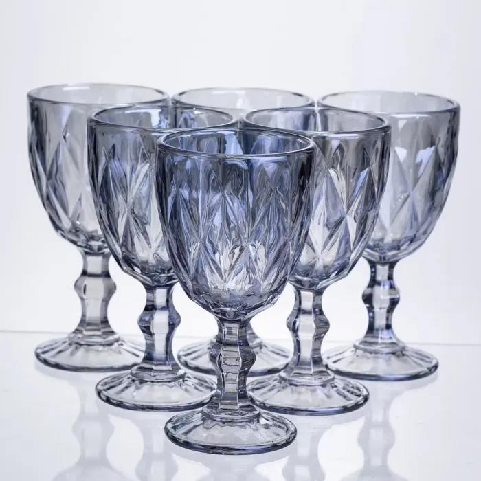 Набір келихів столових Diamond Blue 6 штук по 300 мл HP-19-275 прозорий келих для шампанського коктейлів (HP-19-275) - зображення 2