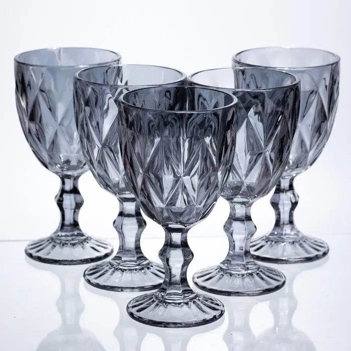 Набір келихів столових Fractal 6 штук по 300 мл HP-19-269 для напоїв коктейлів шампанського прозорий (HP-19-269) - зображення 4