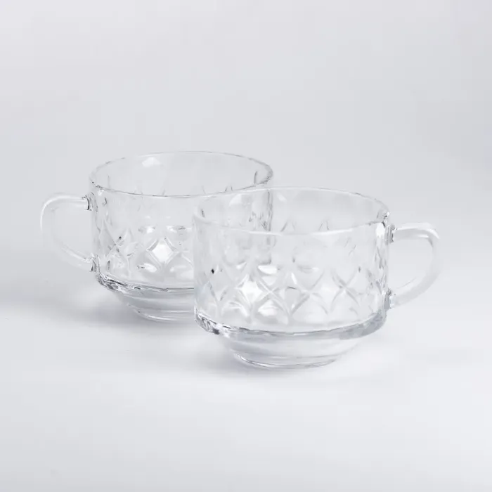 Набор чашек 2 шт. из стекла 450 мл чашки для чая и кофе прозрачные (HP-YH-61) - изображение 1