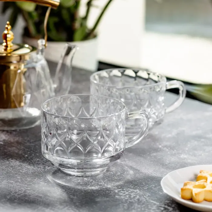 Набор чашек 2 шт. из стекла 450 мл чашки для чая и кофе прозрачные (HP-YH-61) - изображение 3