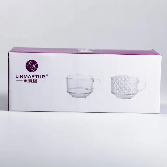 Набор чашек 2 шт. из стекла 450 мл чашки для чая и кофе прозрачные (HP-YH-61) - изображение 4