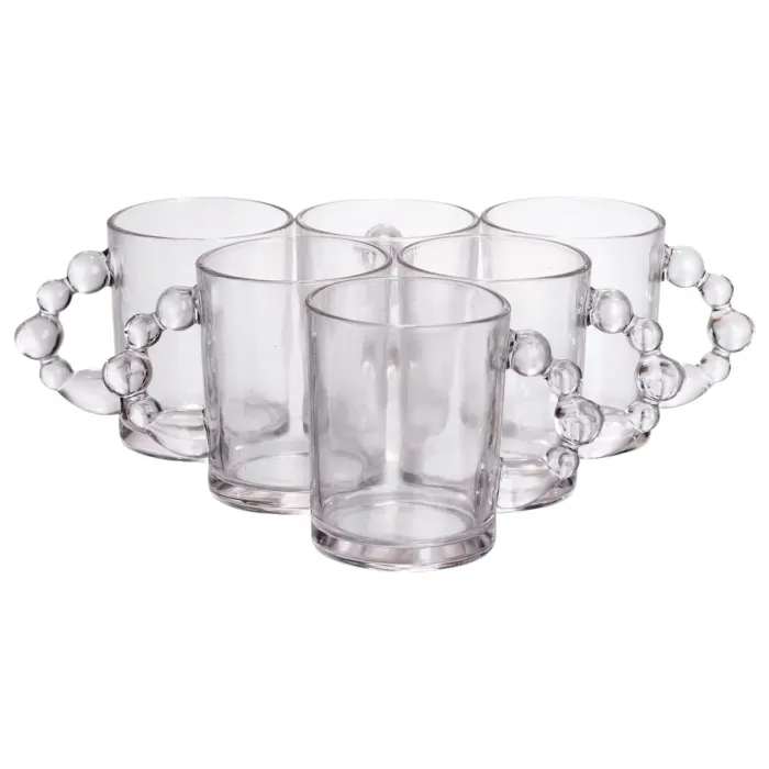 Набір чашок 6 шт для чаю та кави по 350 (мл) кружки скляні Прозорі HP-19-ZD-1 (HP-19-ZD-1) - зображення 1