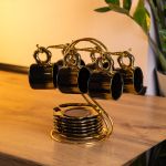 Набір чашок для кави на металевій підставці 6 (шт) по 100 (мл) Чорний з золотом FM-47 (FM-47)