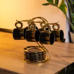 Набір чашок для кави на металевій підставці 6 (шт) по 100 (мл) Чорний з золотом FM-47 (FM-47)