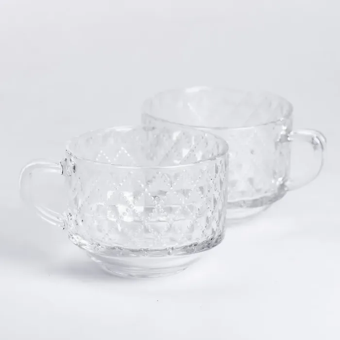 Набір чашок зі скла 2 шт. 450 мл прозорі скляні кружки для чаю, кави (HP-YH-59) - зображення 1