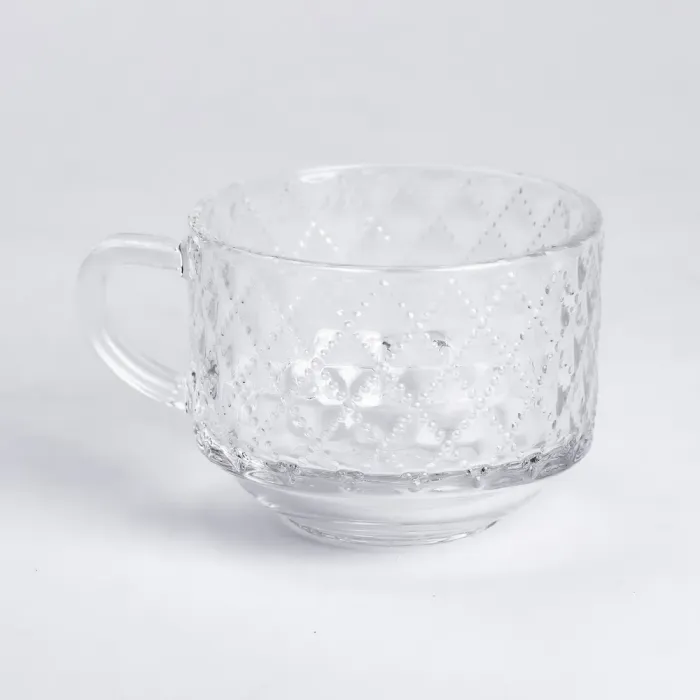 Набір чашок зі скла 2 шт. 450 мл прозорі скляні кружки для чаю, кави (HP-YH-59) - зображення 2