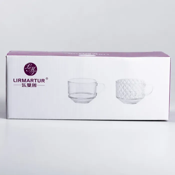 Набір чашок зі скла 2 шт. 450 мл прозорі скляні кружки для чаю, кави (HP-YH-59) - зображення 5