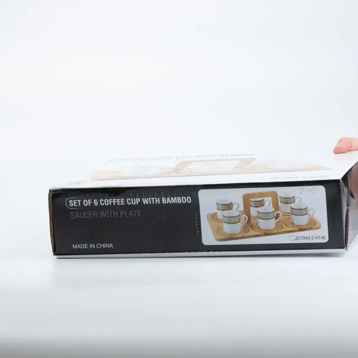 Набір чашок з блюдцями для чаю та кави 6 шт з дерев'яною підставкою (HP242) - зображення 9