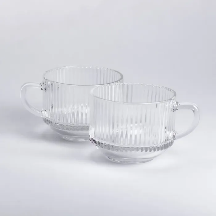 Набор чашек прозрачных стеклянных 450 мл для горячих напитков 2 шт. (HP-YH-60) - изображение 1