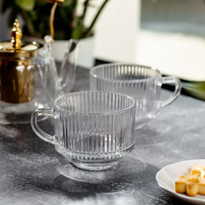 Набор чашек прозрачных стеклянных 450 мл для горячих напитков 2 шт. (HP-YH-60) - изображение 4