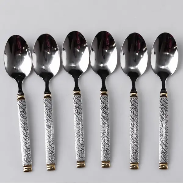 Набір чайних ложок 6 штук із нержавіючої сталі 14.5 см ложки десертні глянцеве полірування столові прилади HP-16978-07 (HP-16978-07) - изображение 4