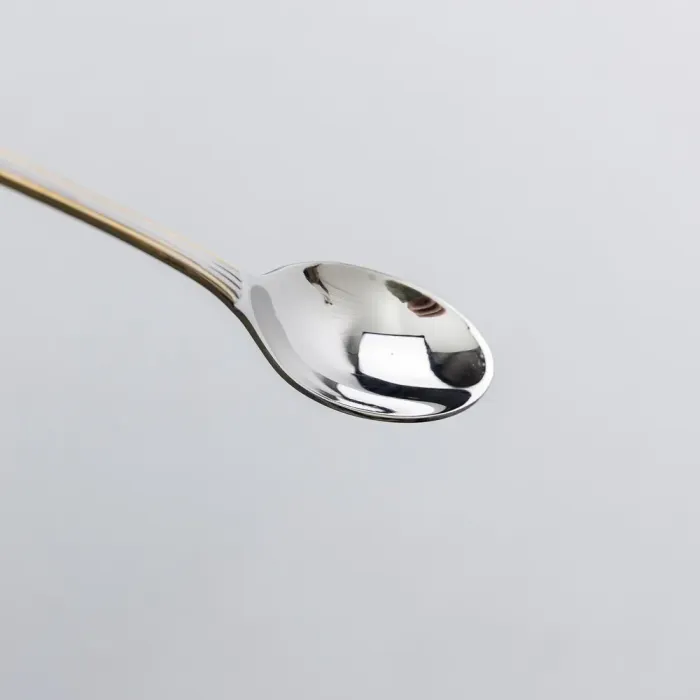 Набір чайних ложок 6 штук ложки для чаю з нержавіючої сталі 15.3 см Срібло із золотим обрамленням (HP-20-33) - изображение 2