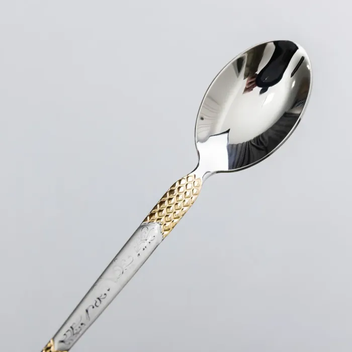 Набір чайних ложок 6 штук ложки для чаю з нержавіючої сталі 15 см Срібло з золотом (HP-20-39) - изображение 3