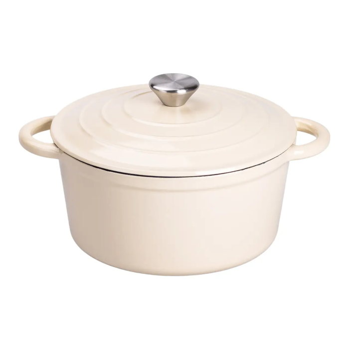 Набір чавунного посуду 1/2/3/4 л емальований 3 каструлі сковорода, комплект кухонного начиння для готування Бежевий HP-1-6-WHITE (HP-1-6-WHITE) - изображение 4