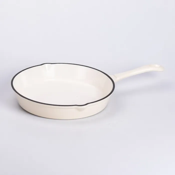 Набір чавунного посуду для приготування 3 каструлі та сковорода з емальованим покриттям Бежевий (HP-1-6) - изображение 5