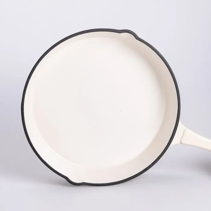 Набір чавунного посуду для приготування 3 каструлі та сковорода з емальованим покриттям Бежевий (HP-1-6) - изображение 6