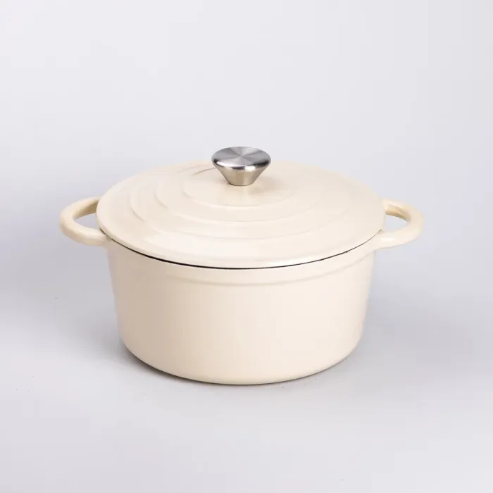 Набір чавунного посуду для приготування 3 каструлі та сковорода з емальованим покриттям Бежевий (HP-1-6) - изображение 7