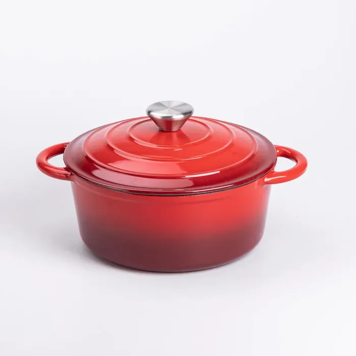 Набір чавунного посуду для приготування 3 каструлі та сковорода з емальованим покриттям Червоний (HP-1-4) - изображение 8