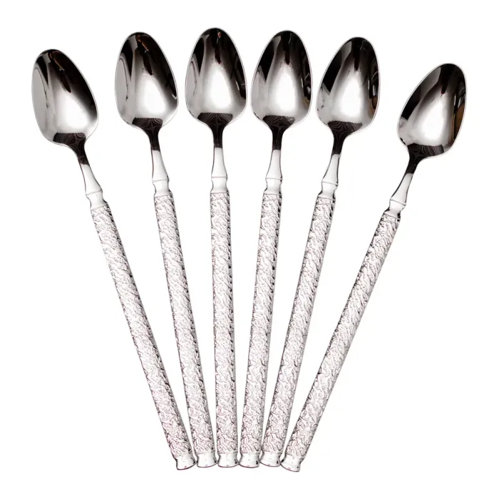 Набір десертних ложок 6 штук з нержавіючої сталі 20 (см) Срібло HP-8-38 (HP-8-38) - изображение 1