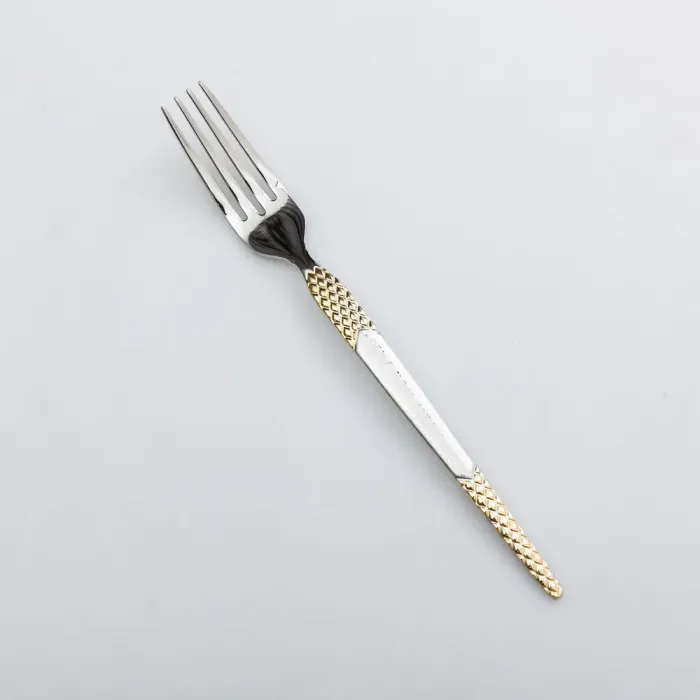 Набір десертних виделок 6 штук виделки десертні з нержавіючої сталі 15.5 см Срібло з золотом (HP-20-40) - изображение 2