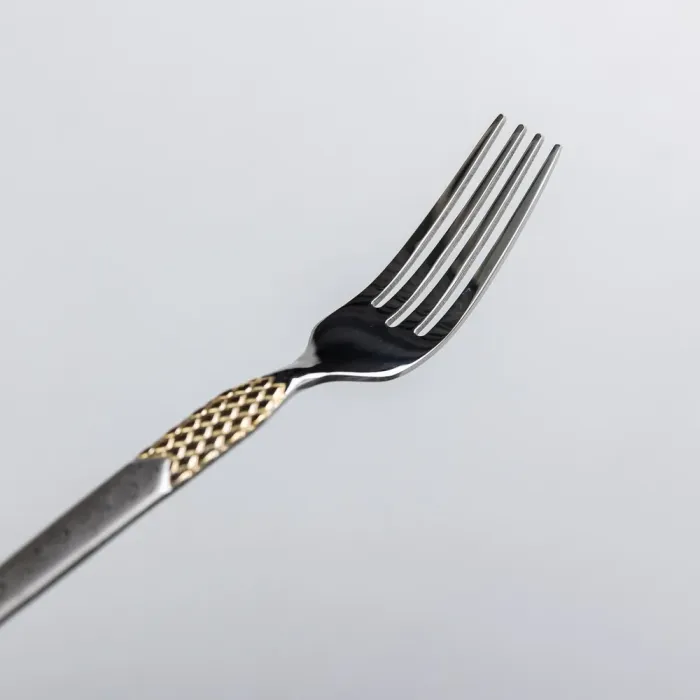 Набір десертних виделок 6 штук виделки десертні з нержавіючої сталі 15.5 см Срібло з золотом (HP-20-40) - изображение 3