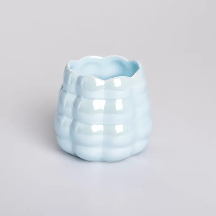 Набір десертних виделок і ложок на 3 персони з підставкою з кераміки 7 предметів Блакитний (HP-20-57) - зображення 4