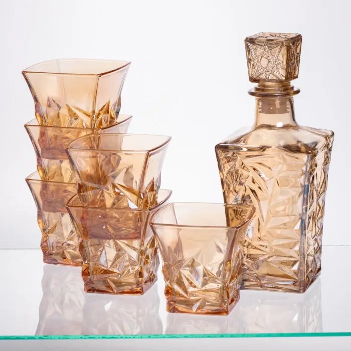 Набір для напоїв графин та 6 склянок для напоїв із товстого скла коричневий 64486-25 (64486-25) - зображення 1