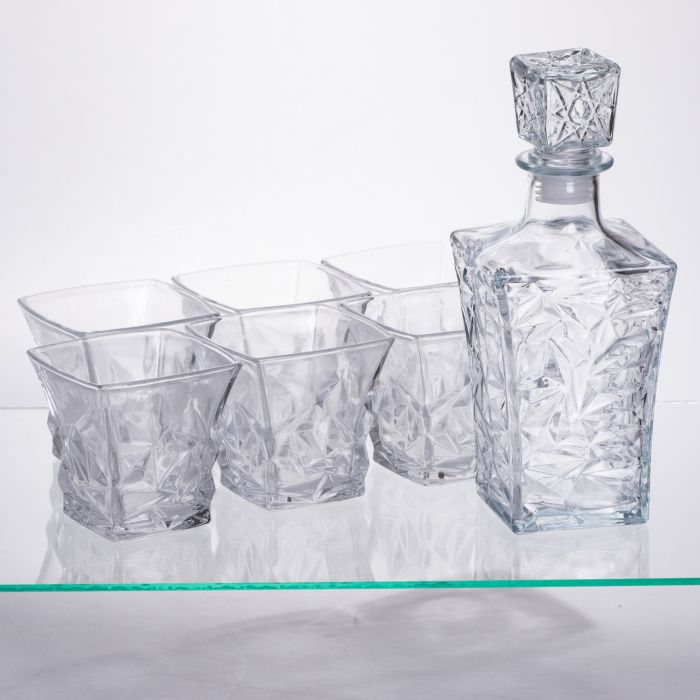 Набір для напоїв графин та 6 склянок для напоїв із товстого скла прозорий 64486-26 (64486-26) - зображення 4