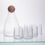 Набір для напоїв графин з бамбуковою кришкою та 6 склянок, прозорий 64486-37 (64486-37)