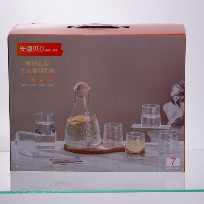 Набір для напоїв графин з бамбуковою кришкою та 6 склянок, прозорий 64486-37 (64486-37) - изображение 3