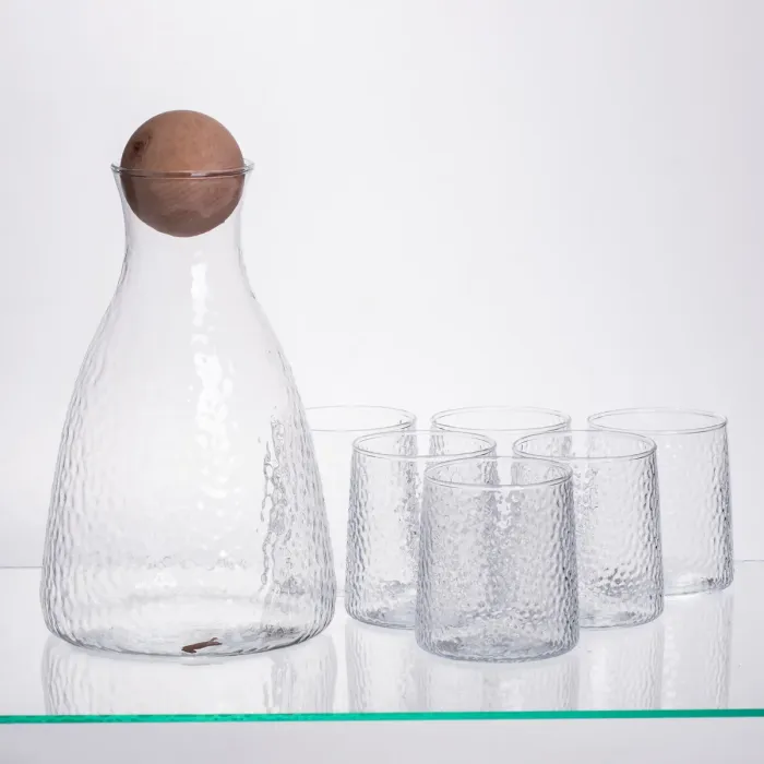 Набір для напоїв графин з бамбуковою кришкою та 6 склянок, прозорий 64486-37 (64486-37) - зображення 5