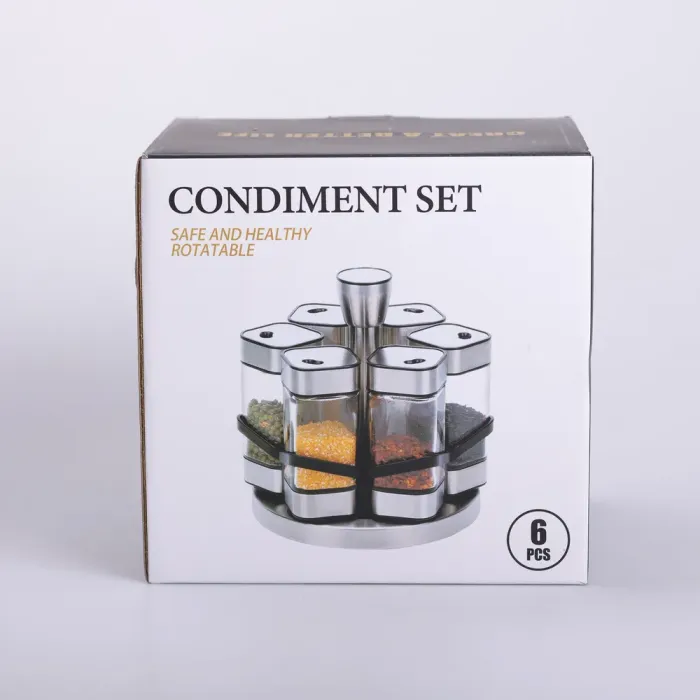 Набір для спецій 6 ємностей карусель для приправ на підставці Білий (HP-1314) - изображение 6