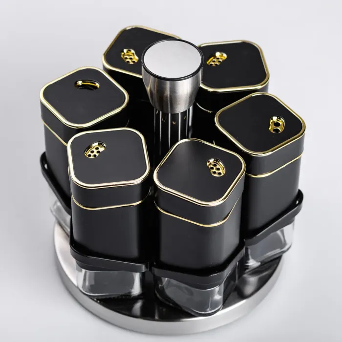 Набор для специй 6 емкостей на подставке черный (HP-1360) - изображение 3