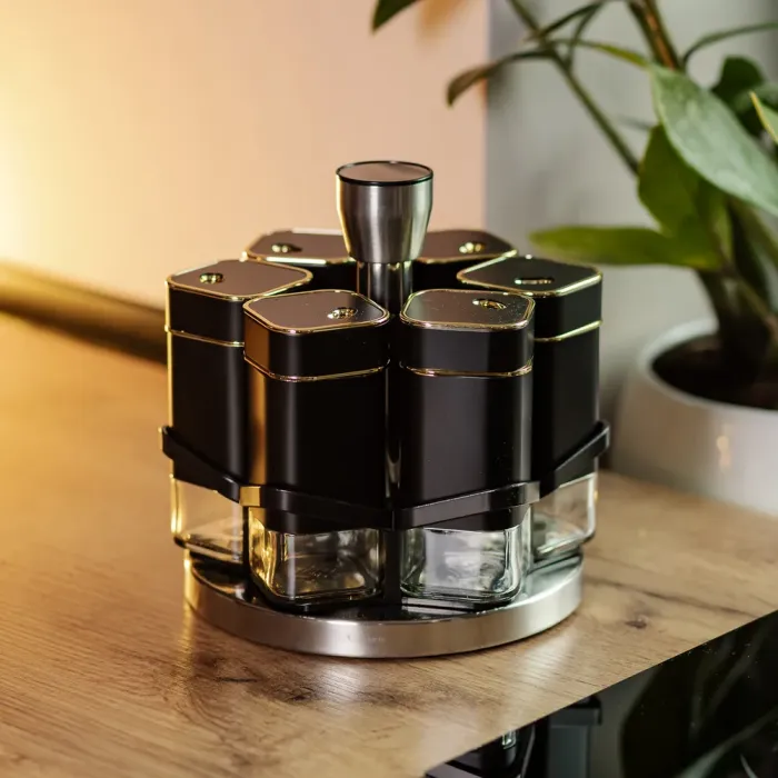 Набор для специй 6 емкостей на подставке черный (HP-1360) - изображение 5