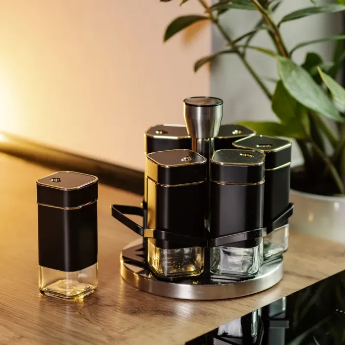 Набор для специй 6 емкостей на подставке черный (HP-1360) - изображение 6
