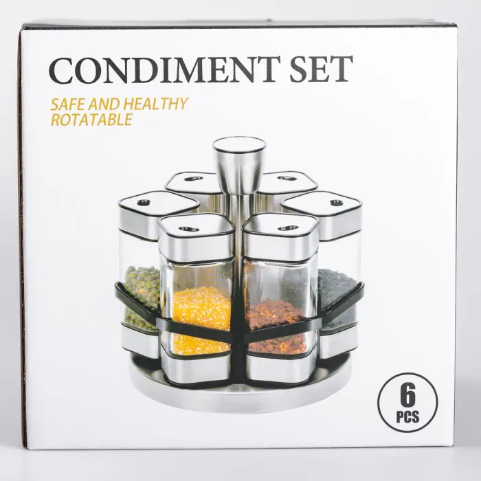 Набор для специй 6 емкостей на подставке черный (HP-1360) - изображение 7