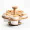 Набор для специй и соусов баночки по 120мл керамические 5 шт. с крышками и ложками на деревянной подставке (HP1225)