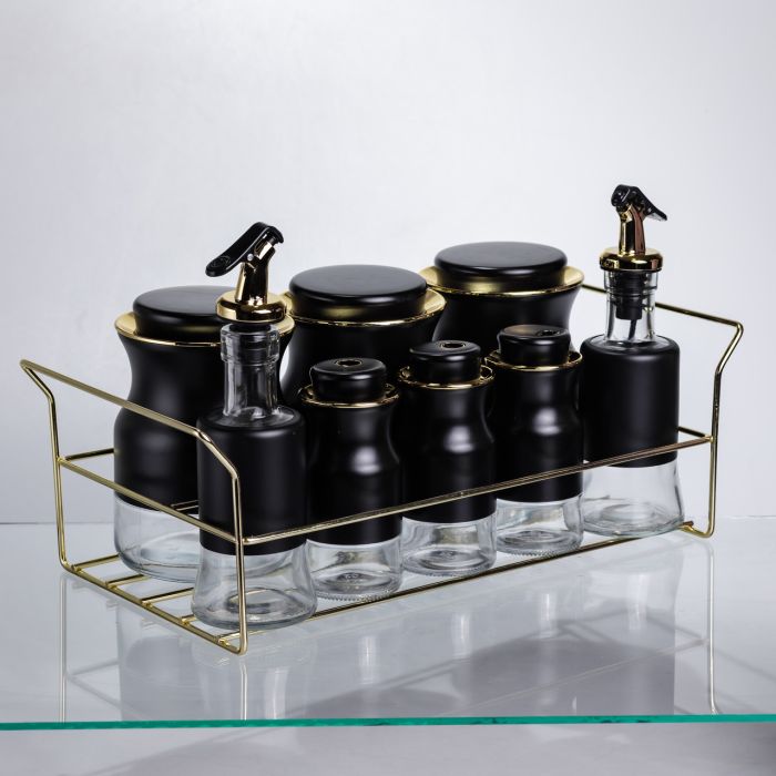 Набір для спецій і рідких текстур на металевій підставці чорний HP-1359 (HP-1359) - изображение 1