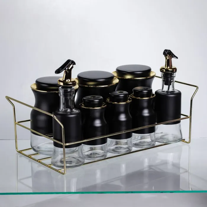 Набір для спецій і рідких текстур на металевій підставці чорний HP-1359 (HP-1359) - зображення 1