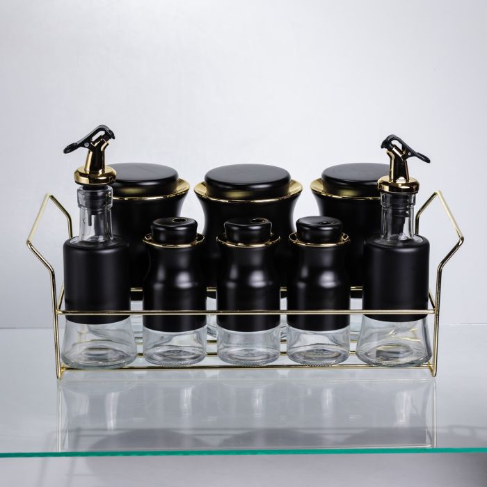 Набір для спецій і рідких текстур на металевій підставці чорний HP-1359 (HP-1359) - изображение 2